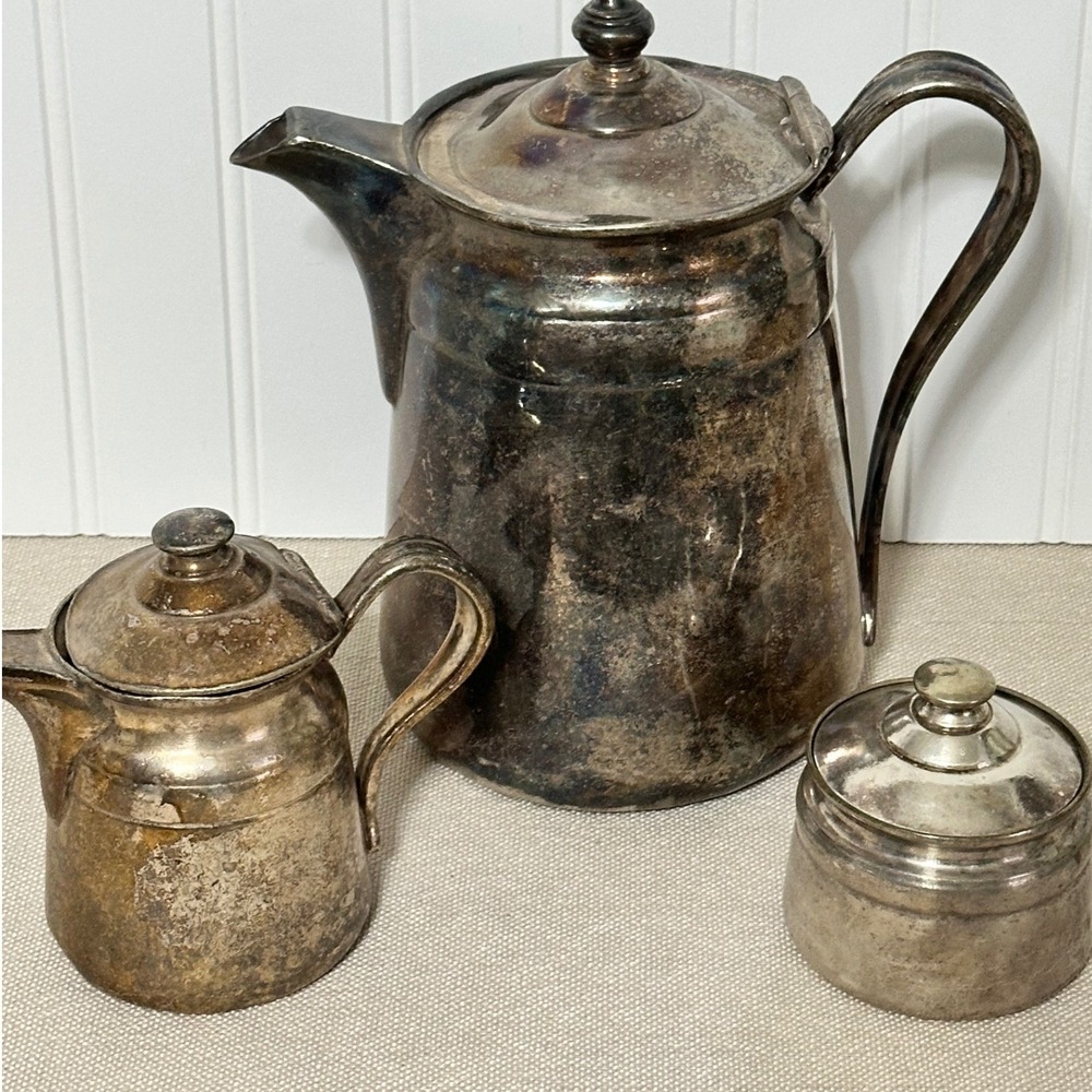 Reed & Barton Tea Coffee Set Fairmont Hotel Silver Plate Soldered Patina 2858